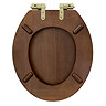 Roxbury Solid Walnut Soft-Close Toilet Seat with Brushed Brass Hinges