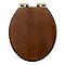 Roxbury Solid Walnut Soft-Close Toilet Seat with Brushed Brass Hinges