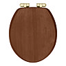 Roxbury Solid Walnut Soft-Close Toilet Seat with Matt Black Hinges