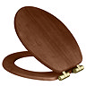 Roxbury Solid Walnut Soft-Close Toilet Seat with Brushed Brass Hinges