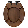 Roxbury Solid Walnut Soft-Close Toilet Seat with Matt Black Hinges