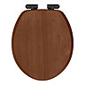 Roxbury Solid Walnut Soft-Close Toilet Seat with Matt Black Hinges