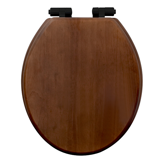Roxbury Solid Walnut Soft-Close Toilet Seat with Matt Black Hinges