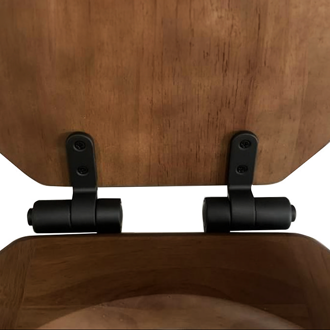 Roxbury Solid Oak Toilet Seat  Hinge Pack - Matt Black