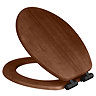 Roxbury Solid Walnut Soft-Close Toilet Seat with Matt Black Hinges