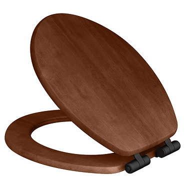 Roxbury Solid Walnut Soft-Close Toilet Seat with Matt Black Hinges
