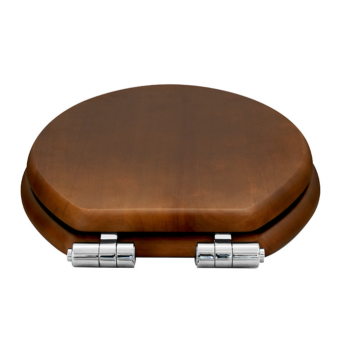 Roxbury Solid Walnut Toilet Seat with Chrome Hinges