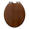 Roxbury Solid Walnut Toilet Seat with Chrome Hinges