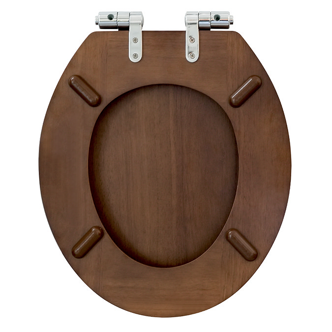 Roxbury Solid Walnut Toilet Seat with Chrome Hinges