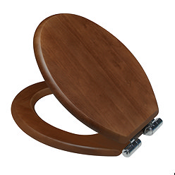Roxbury Solid Walnut Toilet Seat with Chrome Hinges