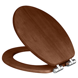 Roxbury Solid Walnut Soft-Close Toilet Seat with Chrome Hinges