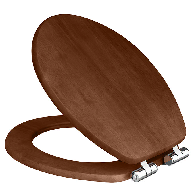 Roxbury Solid Walnut Soft-Close Toilet Seat with Chrome Hinges