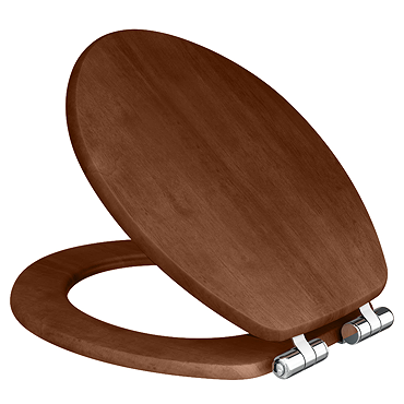 Roxbury Solid Walnut Toilet Seat with Chrome Hinges