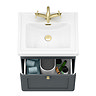 Roxbury Traditional 500mm Satin Anthracite Vanity Unit - Wall Hung Single Drawer Unit with Brushed Brass Handle