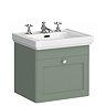 Roxbury Traditional 500mm Satin Green Vanity Unit - Wall Hung Single Drawer Unit with Chrome Handles 3 Tap Hole