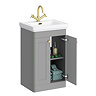 Roxbury Traditional 500mm Satin Grey Vanity Unit - Floor Standing 2 Door Unit with Brushed Brass Handles