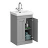 Roxbury Traditional 500mm Satin Grey Vanity Unit - Floor Standing 2 Door Unit with Chrome Handles