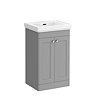 Roxbury Traditional 500mm Satin Grey Vanity Unit - Floor Standing 2 Door Unit with Chrome Handles