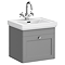 Roxbury Traditional 500mm Satin Grey Vanity Unit - Wall Hung Single Drawer Unit with Chrome Handle