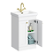 Roxbury Traditional 500mm Satin White Vanity Unit - Floor Standing 2 Door Unit with Brushed Brass Handles