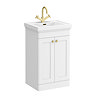 Roxbury Traditional 500mm Satin White Vanity Unit - Floor Standing 2 Door Unit with Brushed Brass Handles