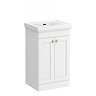 Roxbury Traditional 500mm Satin White Vanity Unit - Floor Standing 2 Door Unit with Brushed Brass Handles