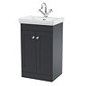 Roxbury Traditional 500mm Satin Anthracite Vanity Unit - Floor Standing 2 Door Unit with Chrome Handles