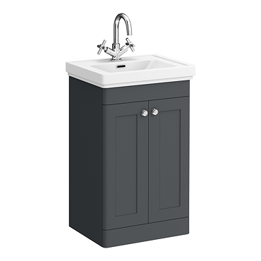 Roxbury Traditional 500mm Satin Anthracite Vanity Unit - Floor Standing 2 Door Unit with Chrome Handles