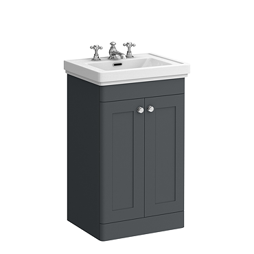 Roxbury Traditional 500mm Satin Anthracite Vanity Unit - Floor Standing 2 Door Unit with Chrome Handles