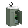 Roxbury Traditional 500mm Satin Green Vanity Unit - Floor Standing 2 Door Unit with Matt Black Handles