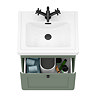Roxbury Traditional 500mm Satin Green Vanity Unit - Wall Hung Single Drawer Unit with Matt Black Handle