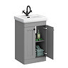 Roxbury Traditional 500mm Satin Grey Vanity Unit - Floor Standing 2 Door Unit with Matt Black Handles