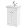 Roxbury Traditional 500mm Satin White Vanity Unit - Floor Standing 2 Door Unit with Chrome Handles