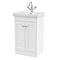 Roxbury Traditional 500mm Satin White Vanity Unit - Floor Standing 2 Door Unit with Chrome Handles