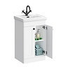 Roxbury Traditional 500mm Satin White Vanity Unit - Floor Standing 2 Door Unit with Matt Black Handles