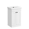 Roxbury Traditional 500mm Satin White Vanity Unit - Floor Standing 2 Door Unit with Matt Black Handles 0 Tap Hole