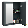 Roxbury Traditional 600mm Satin Anthracite Mirror Cabinet with Brushed Brass Handles