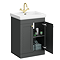 Roxbury Traditional 600mm Satin Anthracite Vanity Unit - Floor Standing 2 Door Unit with Brushed Brass Handles