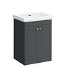 Roxbury Traditional 600mm Satin Anthracite Vanity Unit - Floor Standing 2 Door Unit with Brushed Brass Handles 0 Tap Hole
