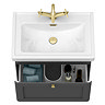 Roxbury Traditional 600mm Satin Anthracite Vanity Unit - Wall Hung Single Drawer Unit with Brushed Brass Handle