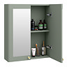 Roxbury Traditional 600mm Satin Green Mirror Cabinet with Brushed Brass Handles