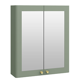 Roxbury Traditional 600mm Satin Green Mirror Cabinet with Brushed Brass Handles