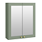 Roxbury Traditional 600mm Satin Green Mirror Cabinet with Brushed Brass Handles
