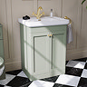 Roxbury Traditional 600mm Satin Green Vanity Unit - Floor Standing 2 Door Unit with Brushed Brass Handles