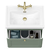 Roxbury Traditional 600mm Satin Green Vanity Unit - Wall Hung Single Drawer Unit with Brushed Brass Handle