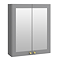 Roxbury Traditional 600mm Satin Grey Mirror Cabinet with Brushed Brass Handles
