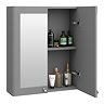 Roxbury Traditional 600mm Satin Grey Mirror Cabinet with Chrome Handles
