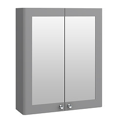 Roxbury Traditional 600mm Satin Grey Mirror Cabinet with Chrome Handles