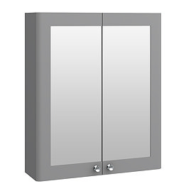 Roxbury Traditional 600mm Satin Grey Mirror Cabinet with Chrome Handles