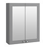 Roxbury Traditional 600mm Satin Grey Mirror Cabinet with Chrome Handles